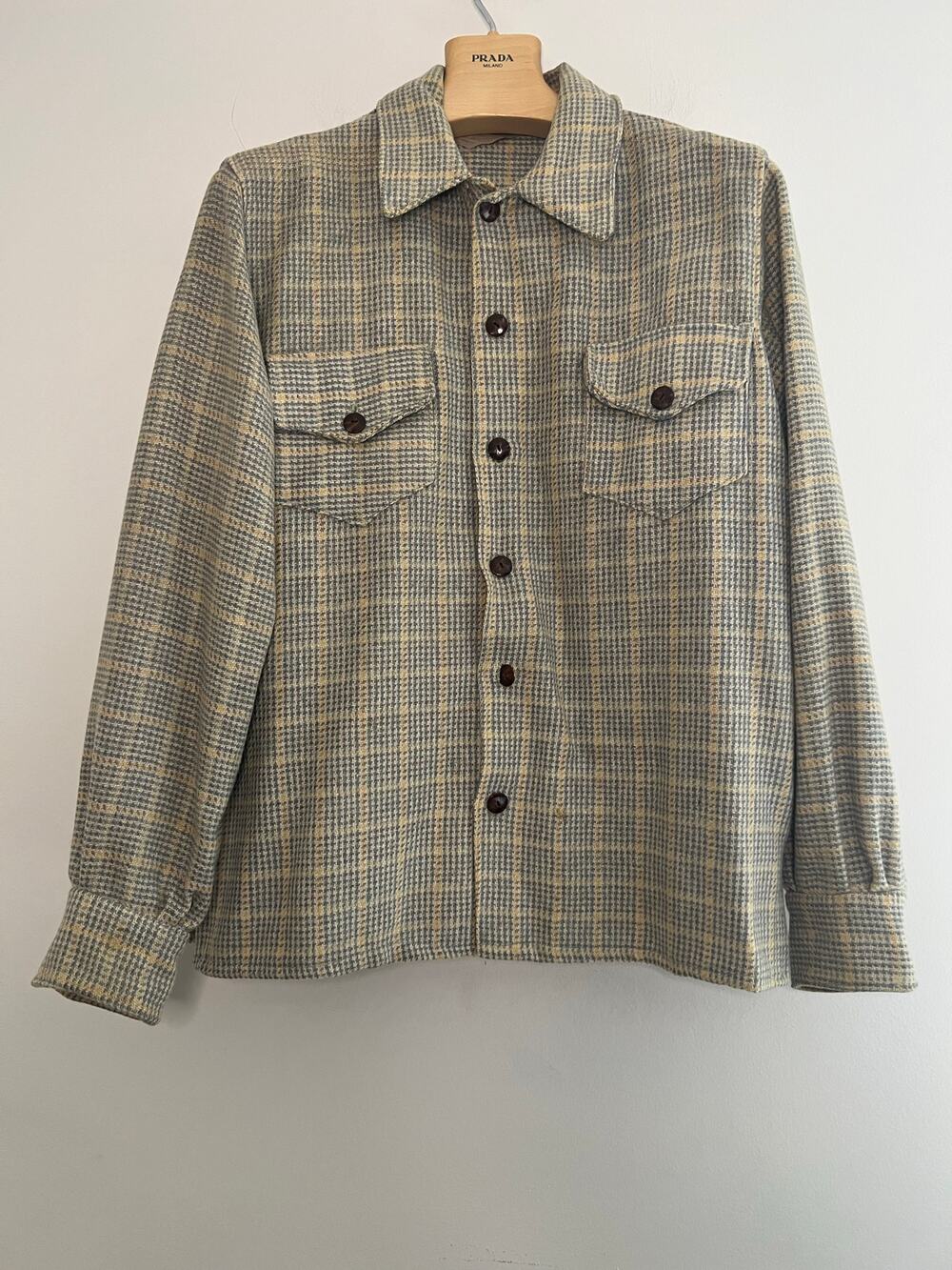 VTG Blue & Yellow Men's Shacket Button Down Size Medium JP